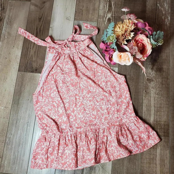 SHEIN Privé Allover Floral Print Tie Back Ruffle Hem Blouse Size Small - Picture 8 of 15